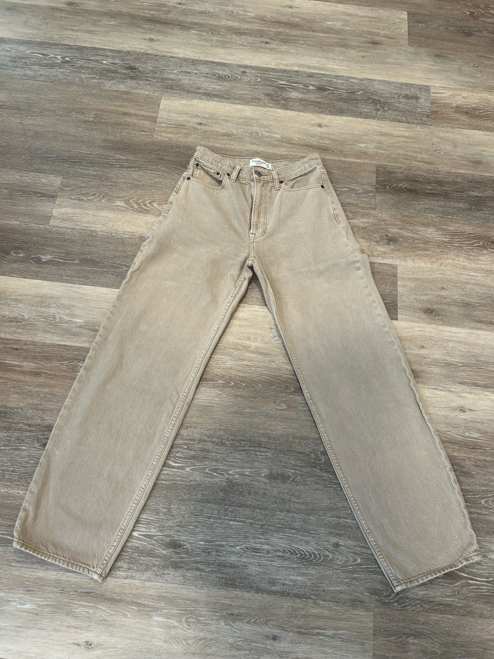 Abercrombie & Fitch Light Beige high rise  Straight-taper Jeans